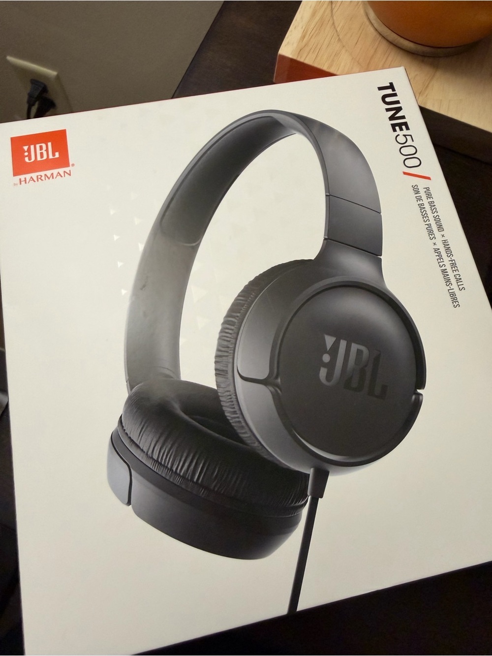 JBL Tune 500 Wired On‑Ear Headphones — Matte Black